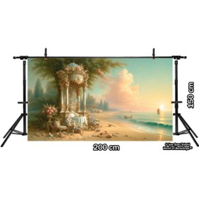 Resim Venspor Deniz Manzaralı Renkli Fırça Dokulu Arkaplan, 200x150cm Fon Duvar Örtüsü 