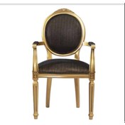 Resim Bengimobilya Sandalye Zus037 Çizgili Madalyon Taht Model Tam Kolçak Gold Örgü 