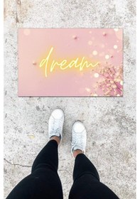 Resim Dijital Baskı Pembe Karahindiba Desen Kapı Önü Paspası K-1006 