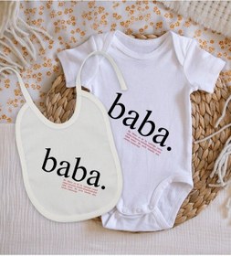 Resim Bitmeyenkartus Bk Kids Baba Anlamı Tasarımlı Bebek Body Zıbın Ve Mama Önlüğü Hed Çok Renkli 