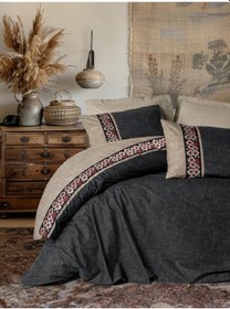 Resim Cotton Box Folk Art Tek Kişilik Nevresim Takımı Yamka Bej 