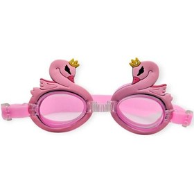 Resim Çocuk Yüzücü Gözlüğü Silikon Taşıma Çantalı Pembe Kuğu - 9014 Çok Renkli 