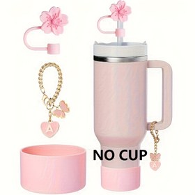 Resim 3'lü Silikon Bardak Aksesuar Seti, Yeniden Kullanılabilir Pipet Üstü Kapak, Büyük Çaplı Pipet Kapağı, Alfabe Süsü, Bot Tasarımı, 30/40oz Tumblerlar için Evrensel Uyum, Kadınlar İçin, Sevgililer Günü, Paskalya, Kadınlar Günü, Anneler Günü, Cadılar Bayramı, Yeni Yıl için İdeal 