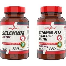 Resim Nevfix B12 Folic Acid&Biotin 120 Tablet Selenyum 200 Mcg 120 Tabl 