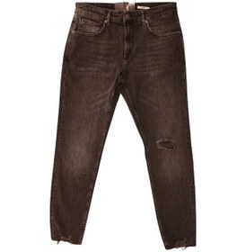 Resim Erkek Siyah Yırtık Detaylı Denim Pantolon Siyah 