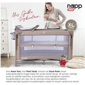 Resim Huggy Napp 6in1 Anne Yanı Park Yatak Oyun Parkı + Yatak 70x120 