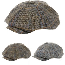 Resim Erkek İngiliz Retro Tüvetsi Bere Şapka - İki Ton Kahverengi/Kırmızı/Turuncu - Dörtgen Haberçi Şapkası, Resmi ve Günlük Etkinlikler İçin - Sıcak Vintage Resmi Giyim Aksesuarı - Kolay Bakım Klasik İngiliz Tarzı, Kışlık Şapka, Geometrik Desen, Dayanıklı Yapı 