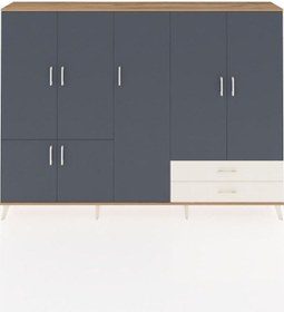 Resim Arges Dolap 12 Raflı 2 Çekmeceli 7 Kapaklı 220x30x163 Çam-antrasi Çam-antrasit/aytaşı 