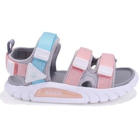 Resim Vicco Cube 332f25y212 Gri Pembe Ortopedik Günlük Kız Çocuk Spor Sandalet Pudra 