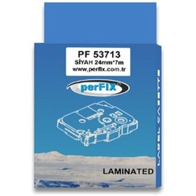 Resim Perfix Laminasyon Şerit Perfıx Pf Dy 53713 Bk/wt 7m*24mm Beyaz Üzeri Siyah 