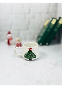 Resim Yılbaşı Özel Kabartmalı Ağaç El Yapımı Kupa 