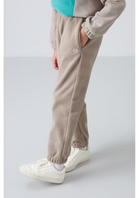 Resim Tommy Life Koyu Bej Kalın Yumuşak Dokulu Standart Fit Nakışlı Polar Kız Çocuk Eşofman Alt - 75155 Koyu Bej 