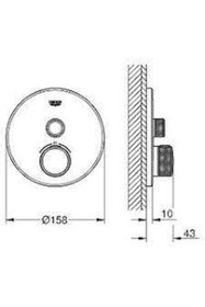 Resim Grohe Grohtherm Smartcontrol Çift Valfli Akış Kontrollü, Ankastre Termostatik Duş Bataryası - 29119a 