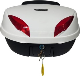 Resim WHEELIE XT66-W 52 Litre Motosiklet Arka Çanta Beyaz Su Geçirmez ABS Top Case Bagaj Üniversal 