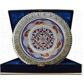 Resim Armada Çini Prt 41 25 Cm Mavi Altın Yaldızlı Lale Karanfil Tabak 