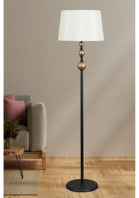 Resim Emily Siyah Eskitme Metal Lambader Krem Konik Şapka Modern Oturma Odası, Yatak Odası, Salon Lambader Çok Renkli 