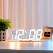 Resim 3D Dijital Çalar Saat Ayarlanabilir Parlaklık, USB Güç Kaynaklı, Sıcaklık Göstergesi, Düzensiz Şekil, Düz Taç, Plastik Malzeme - Duvara Montaj Seçeneği ile LED Elektronik Çalar Saat, 1 ADET 