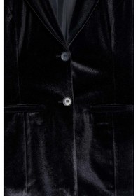 Resim Kadın Siyah Balon Kol Kadife Blazer Siyah 