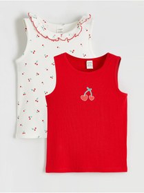 Resim LC Waikiki LCW Kids Kırmızı Baskılı Kız Çocuk Atlet 2'li 