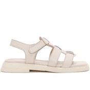 Resim Women's Cream Ankle Strap Leather Comfort Sandals Derimod