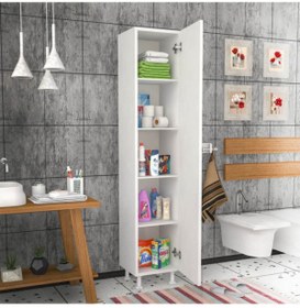 Resim dekorstilim Mdf Banyo Boy Dolabı Çok Amaçlı Dolap 5 Raflı 