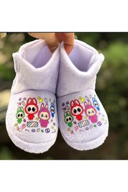 Resim Pandalina Kız Çocuk Panduf Yandan Crtlı Figürlü Panduf Anaokulu Kreş Ev Ayakkabısı Ev Botu 