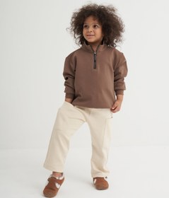 Resim Unisex Çocuk İnterlok Pantolon Bej - 2-3 Yaş 