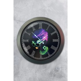 Resim Bahat Salon Ofis Duvar Saati Gri Metal Çerçeve 36 cm 