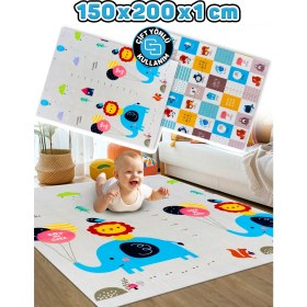 Resim Circle Toys Arkadaşım Fil + Bilgili Kutular , Katlanabilir Çocuk Oyun Halısı - 150X200X1 cm - Taşıma Çantası Yanında 