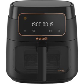 Resim Arçelik Airfryer Yağsız Fritöz, 7.6 lt 1750 W Cam Sepet, 9 Otomatik Program Led Ekran, Siyah 