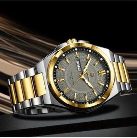 Resim Fastbuy Poedagar Erkek Kol Saati Lüks Kuvars Suya Dayanıklı 896 Silvery Grey Altın Altın 