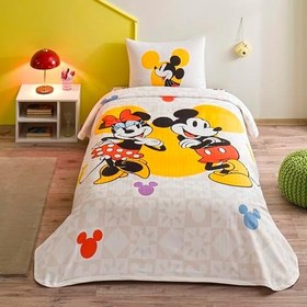 Resim TAÇ Disney Minnie & Mickey Botanic Standart Pamuk Nevresim Takımı, Sarı, Tek Kişilik 