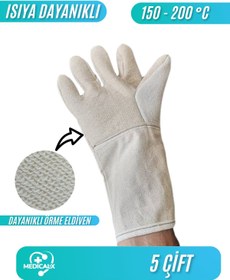 Resim Medicalx Isıya Dayanıklı Yanmaz Eldiven - Fırıncı Eldiveni (5 ÇİFT) 