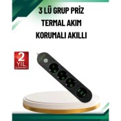Resim Ronanna Akım Korumalı Anahtarlı USB Girişli Üçlü Priz 