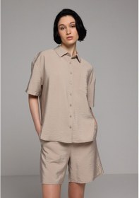 Resim Colin's Colins Regular Fit Yüksel Bel Düz Kadın Açik Kahverengi Şort Cl1080410 Q1.v2 Lbr Light Brown 