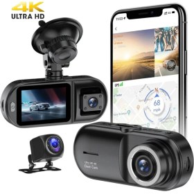 Resim Newdaki Ultra Hd 4K -Gps Özelliği - Wifi Tlfn Uygulama - 3 Lens Kameralı 2.35 Inç Ekran Gece Görüşlü 170 Derece Geniş Açı G- Sensörü Park Sensörü Dvr Araç Kameras 