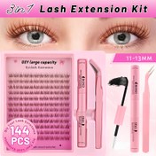 Resim 144 Parça Kahverengi Kirpik Demetleri, Karışık Uzunluk 11-13mm, Çift Uçlu Yapıştırıcı*1 + Cımbız*1 İçeren 3’ü 1 Arada Takma Kirpik Seti, Doğal & Kabarık, Rahat ve Çok Yönlü, Göz Uzatıcı, Cosplay Anime Manga Stili, Kalıcı Yapışkanlık, Hızlı Kuruma Su Geçirmez, Kolay Kullanım, Seyahat Dostu Hediye Seti, 3’ü 1 Arada Kahverengi Kirpik Yapıştırıcısı Kombosu 