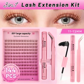 Resim 144 Parça Kahverengi Kirpik Demetleri, Karışık Uzunluk 11-13mm, Çift Uçlu Yapıştırıcı*1 + Cımbız*1 İçeren 3’ü 1 Arada Takma Kirpik Seti, Doğal & Kabarık, Rahat ve Çok Yönlü, Göz Uzatıcı, Cosplay Anime Manga Stili, Kalıcı Yapışkanlık, Hızlı Kuruma Su Geçirmez, Kolay Kullanım, Seyahat Dostu Hediye Seti, 3’ü 1 Arada Kahverengi Kirpik Yapıştırıcısı Kombosu 