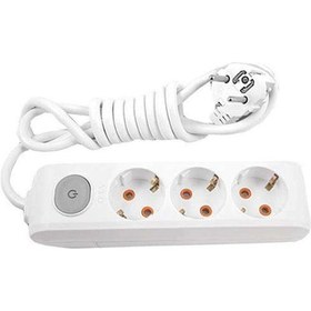 Resim Viko 3'lü Anahtarlı Priz 3x1,5 mm Uzatma Beyaz 9 MT 