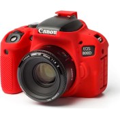 Resim Easycover Canon 800D Silikon Kılıf + Ekran Koruyucu ( Kırmızı ) 