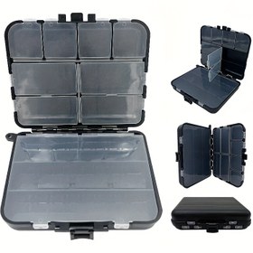 Resim Balıkçılık takımı için tasarlanmış, swivels, jigs, hooks ve sinkers depolamak için uygun plastik düzenleyici. 