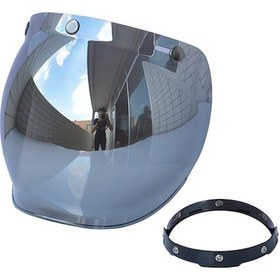 Resim Yaozixa Motorsiklet Kaskı Güneşlik, Pc Malzeme, Şeffaf Görüş, Yağ Ve Toz Proof, Kolay Kurulum, 3-tıklama Kasklar İçin, Gümüş Rengi 