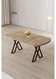 Resim Canisa Axton Serisi Sabit Mdf 90x168 Atlantik Çam Mutfak Masa Takımı 4 Antrasit Sandalye Atlantik Çam Masa Antrasit Sandalye 