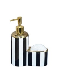 Resim Süngerlik Bölmeli Porselen Sıvı Sabunluk 400ml Siyah Yaldızlı 40129 Diğer 