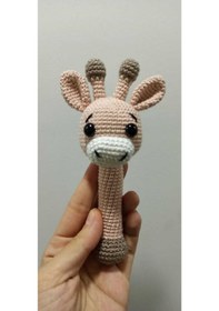 Resim Yenidoğan Sevimli Zürafa Çıngırak Amigurumi Organik Oyuncak Karış Çok Renkli 