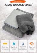 Resim DAT35 Newyorkdry Mikrofiber Oto Temizlik Paketi Araç Kurulama Havlusu Cam Bezi Araba Yıkama Eldiveni Seti 
