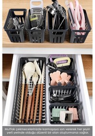 Resim 9 Parça Modüler Kaşıklık Seti - Çok Amaçlı Çekmece İçi Düzenleyici Mutfak Organizer Kepçelik Siyah 