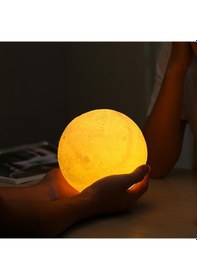 Resim Sarı 3D Ay Gece Lambası Dekoratif Küre Led Başucu Lambası Çok Renkli 