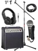 Resim AyrStore MGA-30BK-PAK Elektro Gitar Amfisi Seti 30 Watt Gain Özellikli (Amfi Mikrofon Stand Kulaklık 