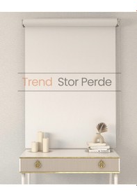 Resim Ekru Etek Dilimsiz Zebra Stor Güneşlik Perde Ekru 